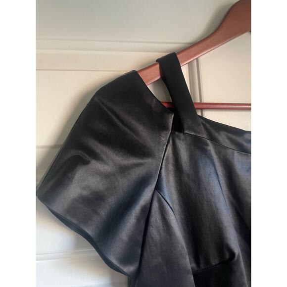 CREATURES of the WIND $1400 Demilo Fitted Satin Sheath Dress LBD Military Square - Picture 9 of 10